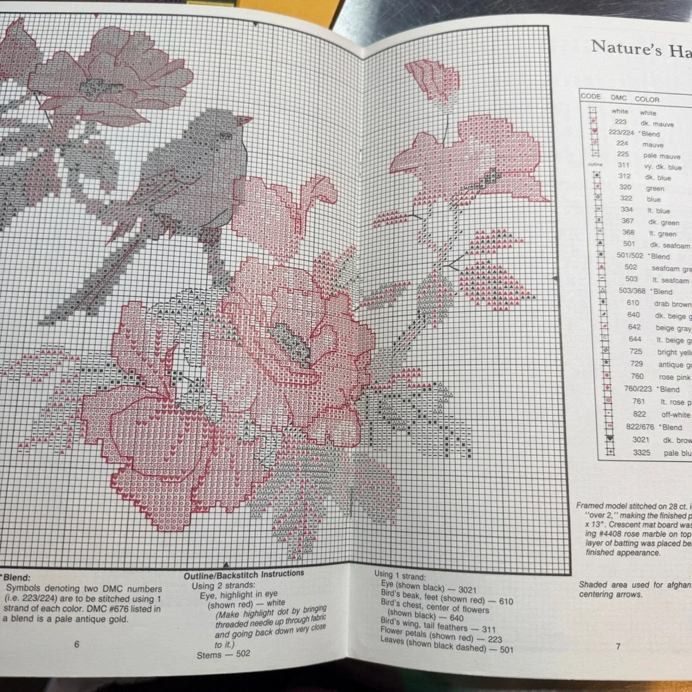 Country Cross-Stitch‎ Nature's Harmony Book 62 Floral Bird Patterns
